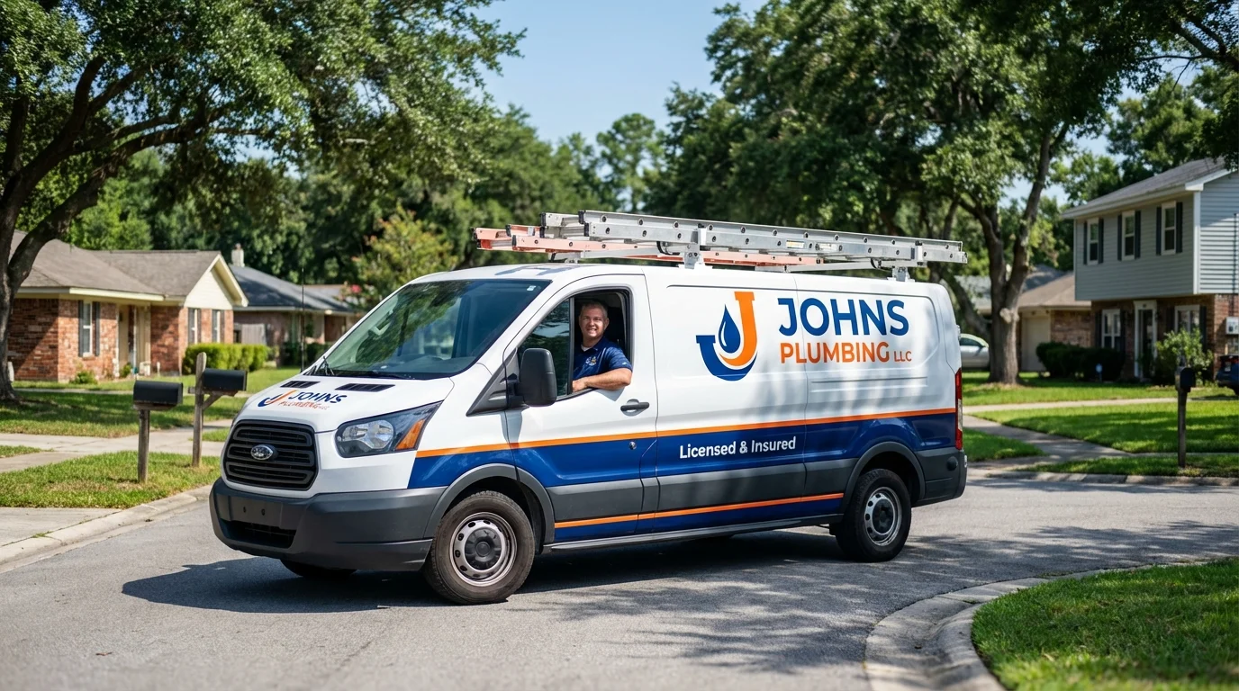 Johns Plumbing LLC service van in Bowling Green, VA