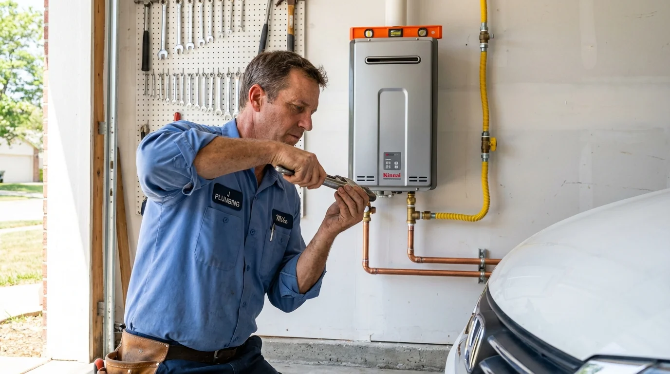 Tankless water heater installation by a Johns Plumbing LLC plumber in Bowling Green